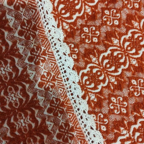 Wool bed sheet like new with handmade lace edging