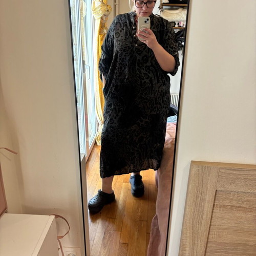 Animal print dress new, Italian, silk and viscose, size XXXL