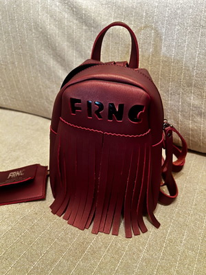 FRNC Backpack like new, burgundy with fringes and detachable wallet