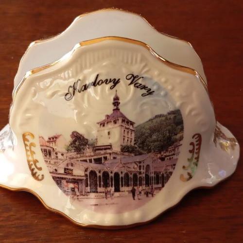 Vintage porcelain napkin holder like new, Karlovy Vary design