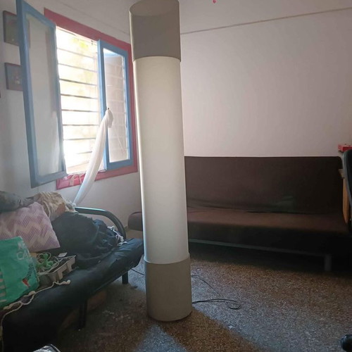 Floor lamp large column used, handmade with wood and LED