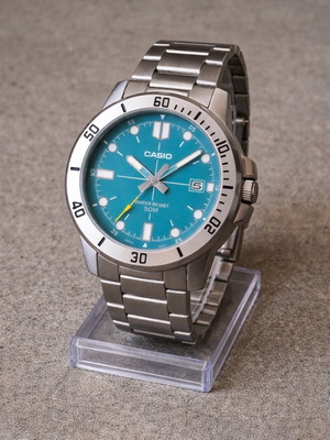 Casio MTP-VD01D-3EA2 ρολόι χειρός, τουρκουάζ καντράν, ανοξείδωτο ατσάλι