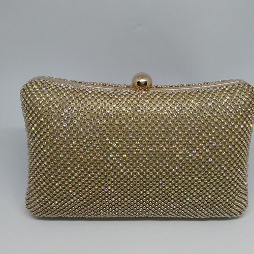 Clutch bag gold with strass new, 20 x 12 cm