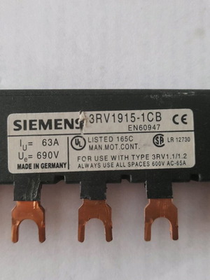 Siemens busbar μεταχειρισμένο 3RV1915-1CB 63A 690V