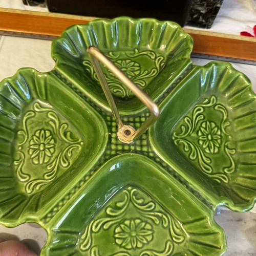 Vintage decorative tray for nuts green color