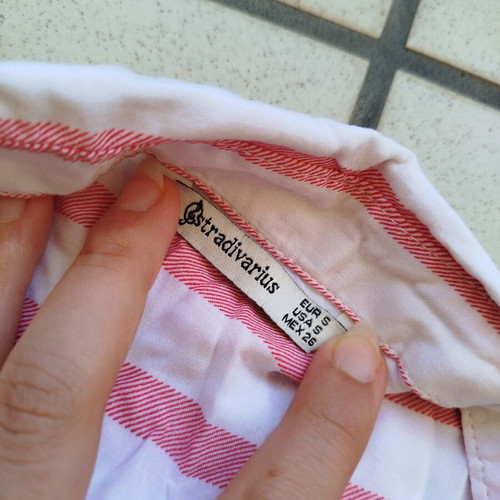 Striped women's sleeveless summer shirt Stradivarius like new, white and pink
