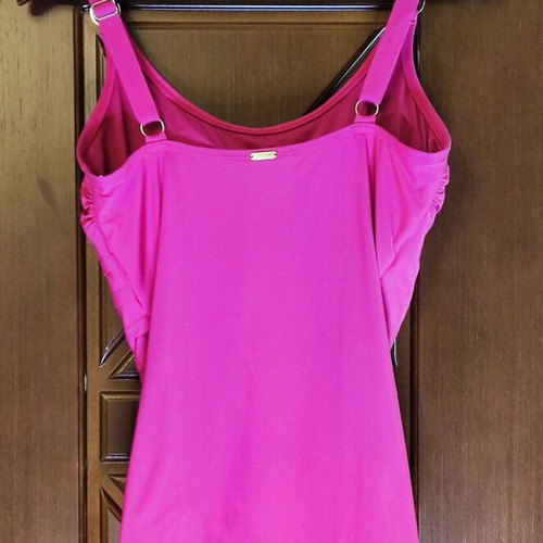 Calvin Klein one-piece swimsuit new, size 12, fuchsia with gold details