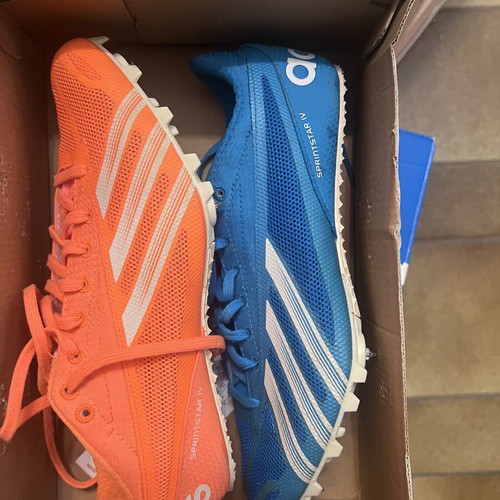 Adidas Sprintstar IV Track & Field Spikes size 39.5 like new, blue and orange