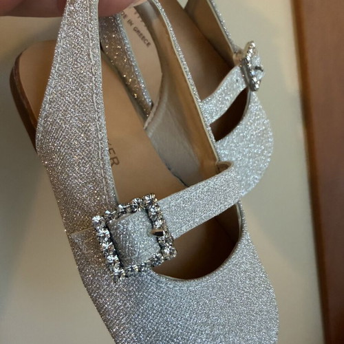 Babywalker silver glitter slingback shoes like new, size 12cm