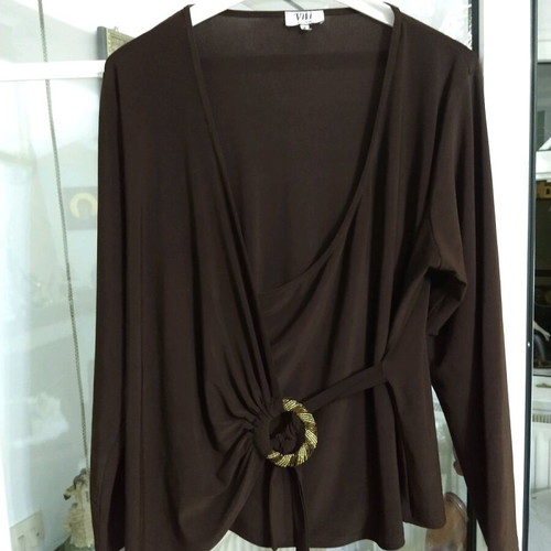 Brown blouse like new, size Large with tie