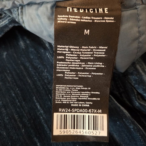 Medicine Everyday Therapy Teal Blue Crushed Velvet Wide-Leg Trousers New