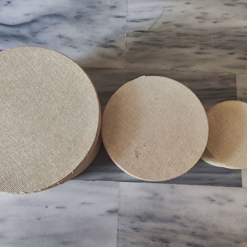 Storage boxes used, set of 3, beige