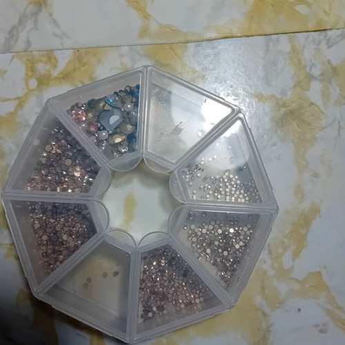 Nail art pigments and glitters used, various colors