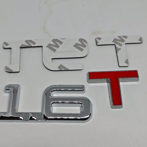 Metal Turbo 1.6T Car Emblem chrome with red, like new