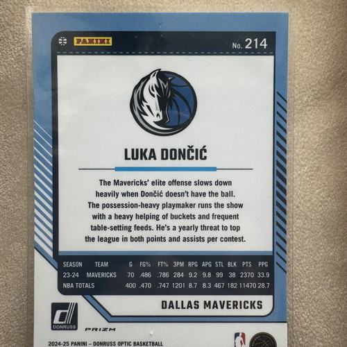 Luka Doncic Dallas Mavericks 2024-25 Donruss Optic NBA Pink Hyper Parallel card new