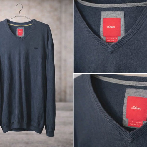 S.Oliver V-neck knitted sweater XL like new, blue