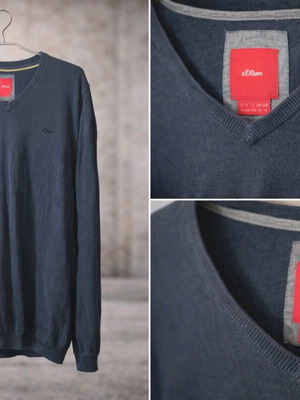 S.Oliver V-neck knitted sweater XL like new, blue