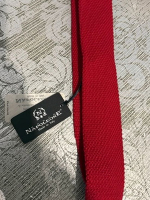 Napoleone knitted tie new, red with tags