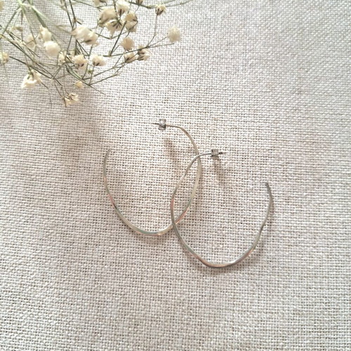 Handmade silver 925 hoop earrings organic design like new