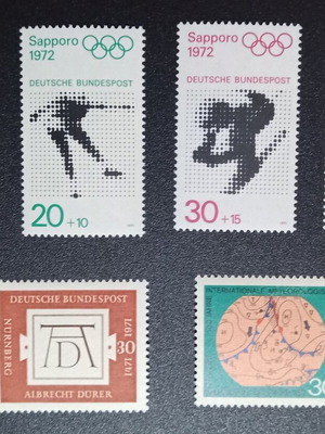 Ασφράγιστα γερμανικά γραμματόσημα με Sapporo 1972, σετ 6
