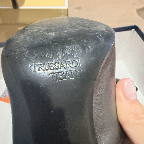 Trussardi Jeans black leather pumps size 38 like new with box