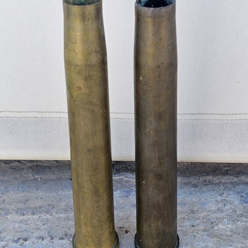 Brass Military Shells used, set of 2, 37 cm, decorative