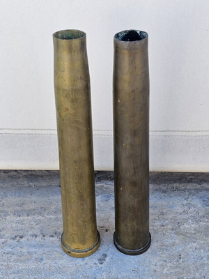 Brass Military Shells used, set of 2, 37 cm, decorative