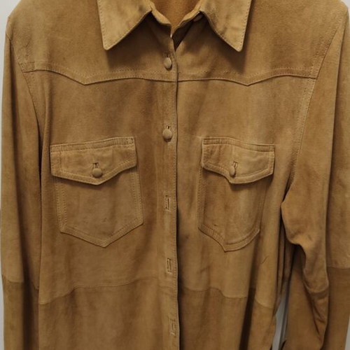 Vintage suede leather country coat camel color new