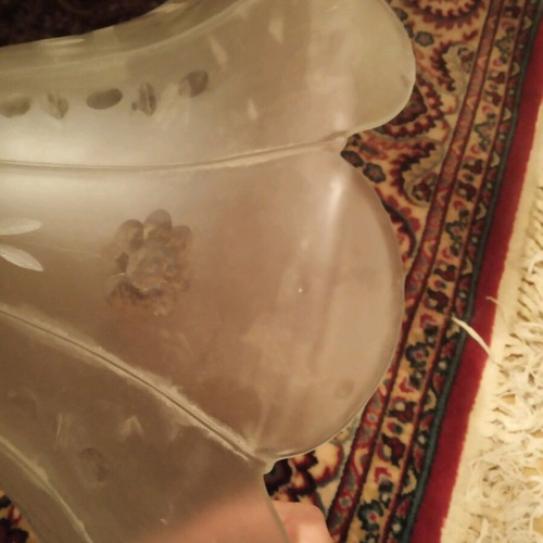 Ceiling light glass used, frosted with carved designs diameter 40