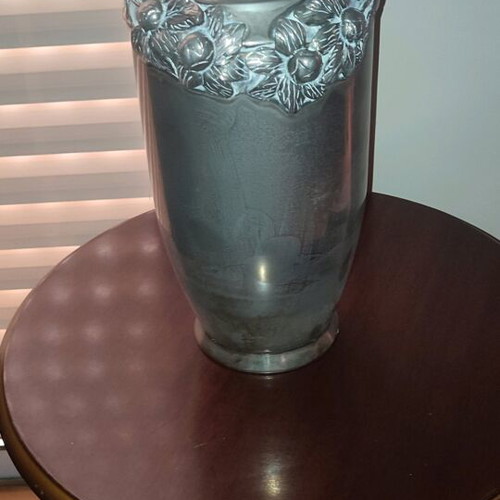 Silver-plated decorative vase like new, height 0.36 m