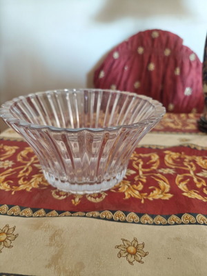 Glass decorative fruit bowl new, height 12 cm, diameter 25 cm
