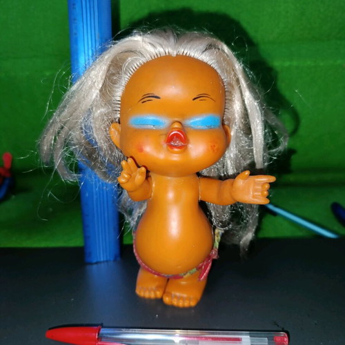 Vintage Hawaiian doll 70s used with thick hair and panties