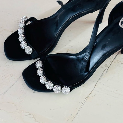 Mango sandals like new, black with silver crystals, 10 cm heel, size 41