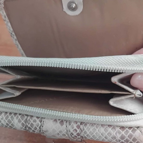 Leather wallet snake pattern beige like new
