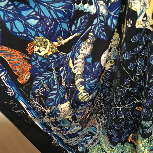 Scarf Stole Mythes et Metamorphoses Annie Faivre Silk 140x140