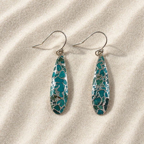 Handmade Earrings from Silver-Plated Brass with Turquoise