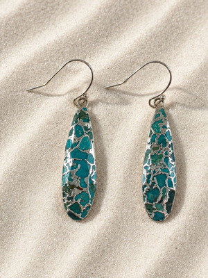 Handmade Earrings from Silver-Plated Brass with Turquoise