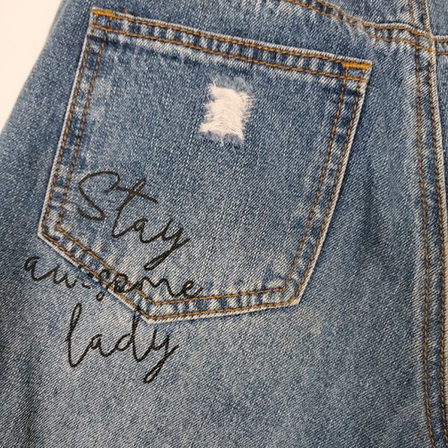 Mek bermuda shorts for 12-year-old girl like new, blue with butterfly embroidery