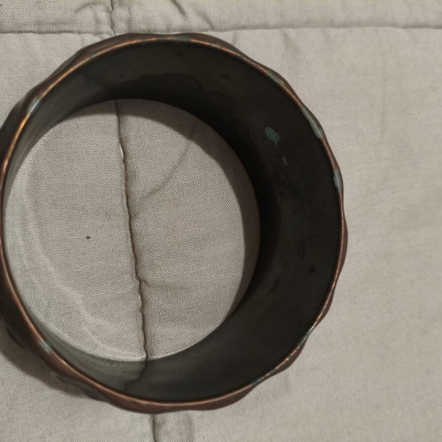 Vintage cuff bracelet used, hammered copper color