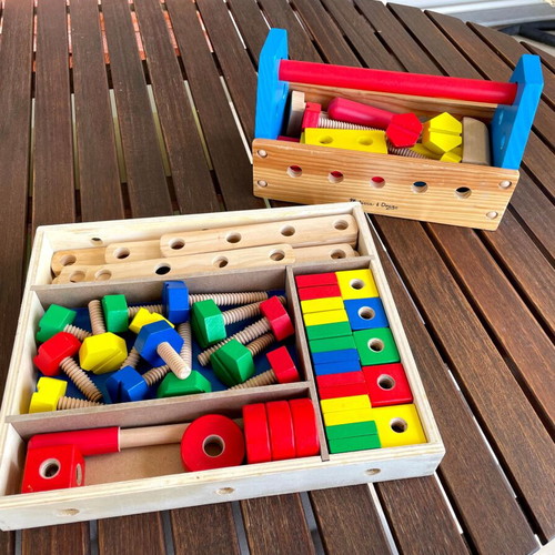 Melissa & Doug Wooden Construction Set and Tool Kit like new
