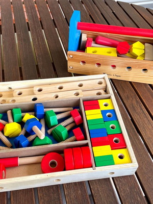 Melissa & Doug Wooden Construction Set and Tool Kit like new