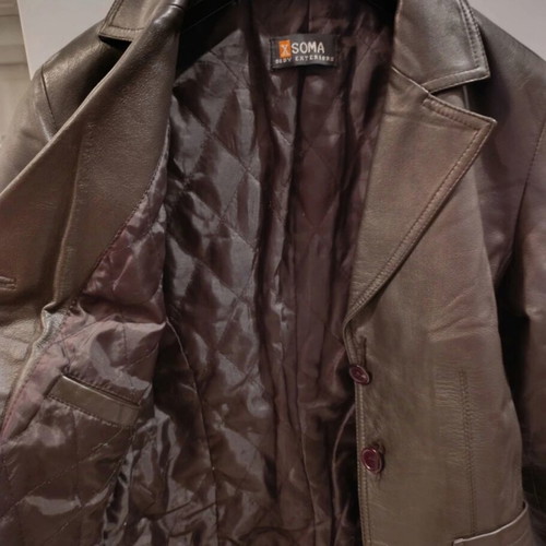 Brown leather jacket unisex Small like new, genuine leather
