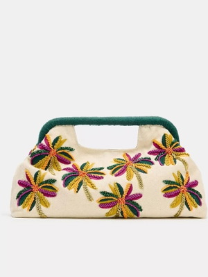 Zara printed pouch new with studs and appliqué designs