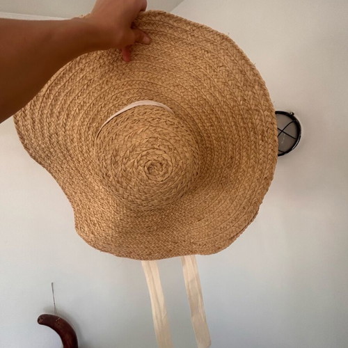 Handcrafted French straw sun hat with oversized brim, like new