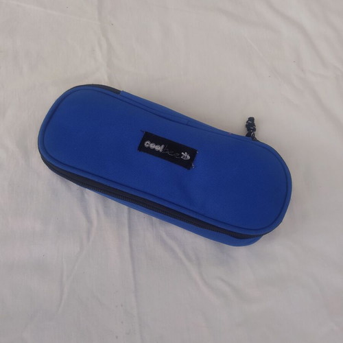 Blue pencil case used, classic