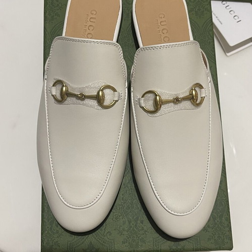 Gucci Princetown Horsebit Leather Mules Ivory EU 38 new