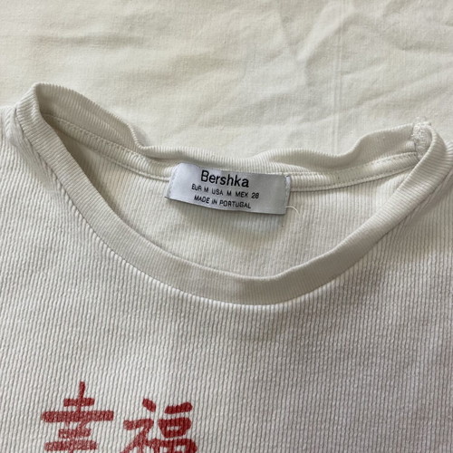 White crop top with red dragon medium Bershka used