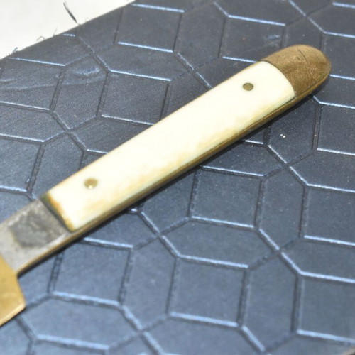 Vintage Stain Bronze Decorative Knife with Bone Handle used