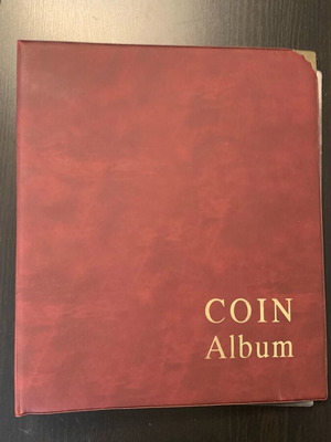 Coin album used, 6 leaves, expandable, 27x32 cm