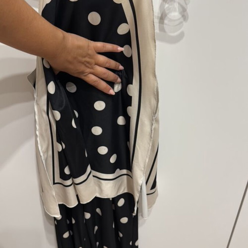 Zara polka dot pants and blouse set like new, beige and black